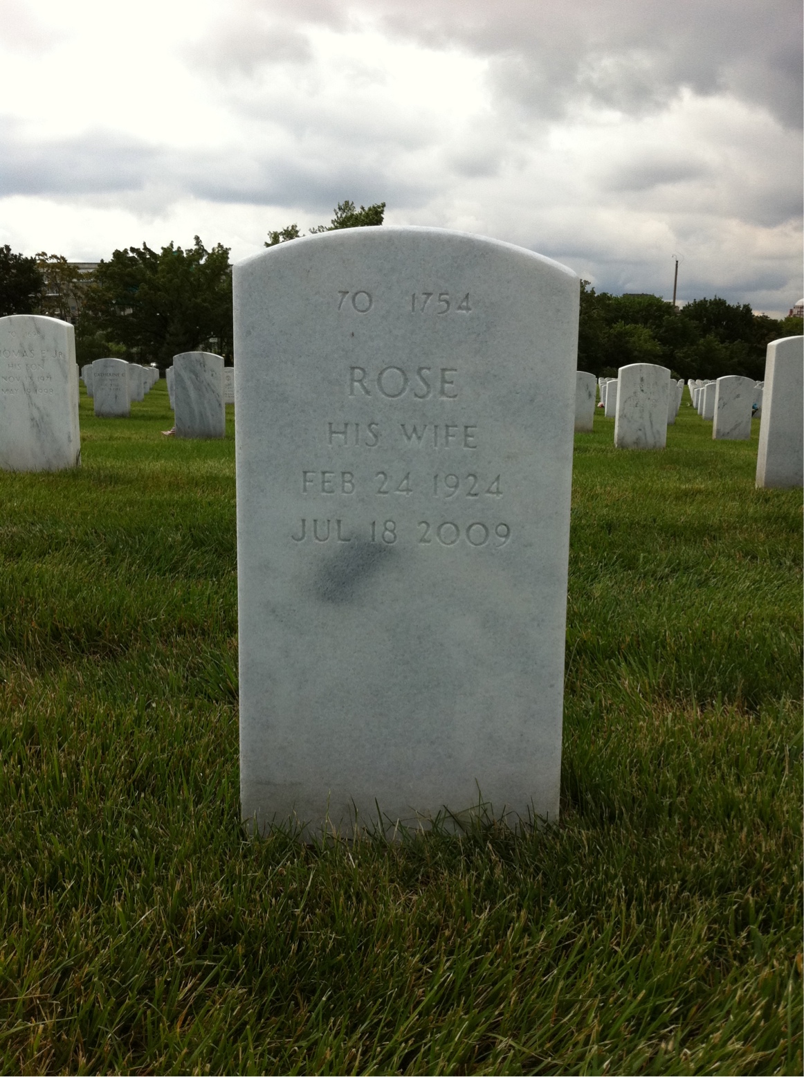 Back of headstone — Joseph Wilson