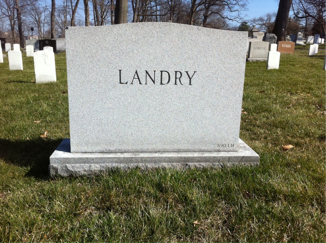Back of headstone — Clifford Landry