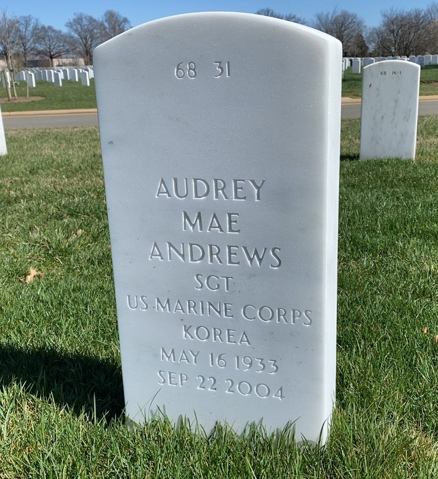 Back of headstone — Audrey Andrews