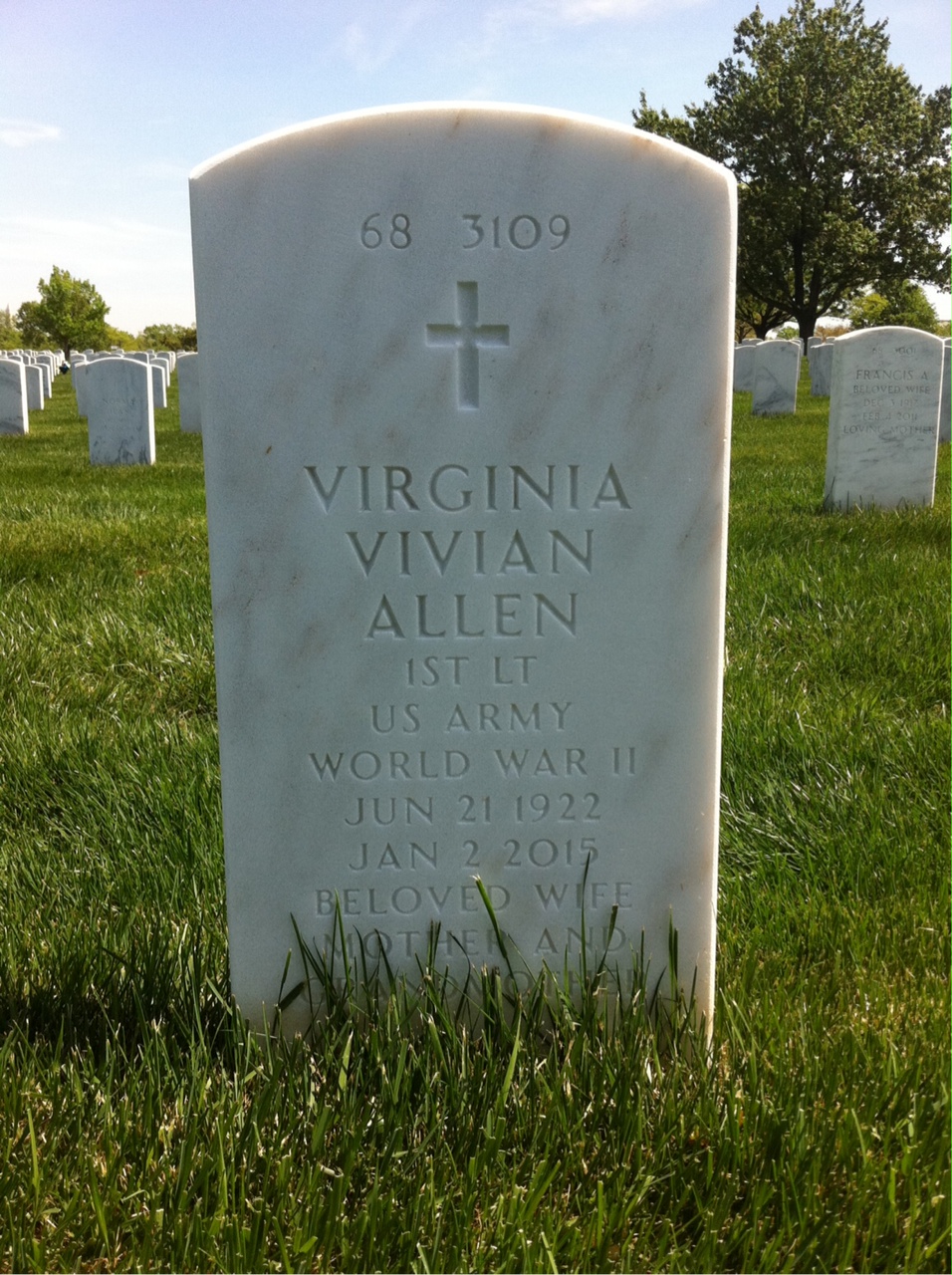 Back of headstone — John Allen