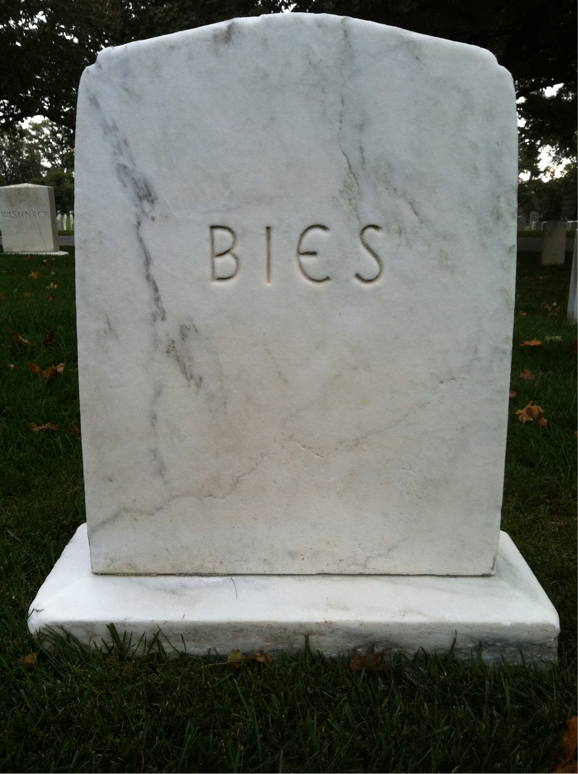 Back of headstone — Gerardus Bies
