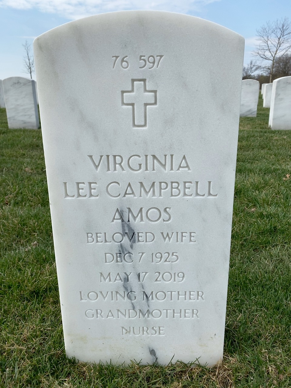 Back of headstone — James Amos