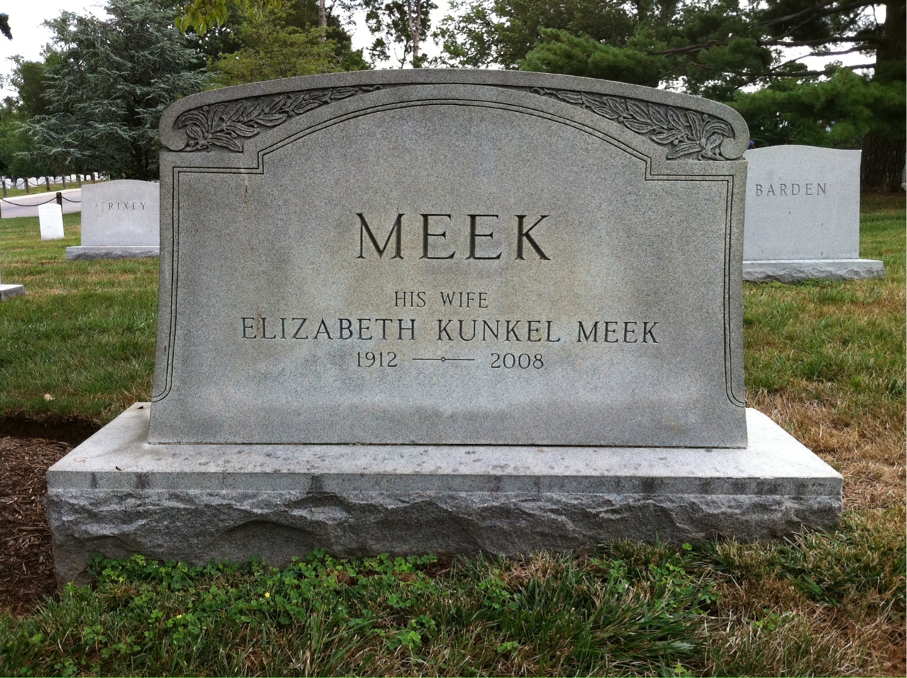 Back of headstone — William Meek