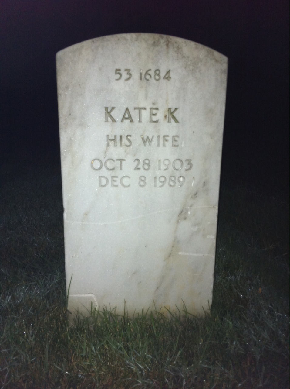 Back of headstone — Kate Agnew