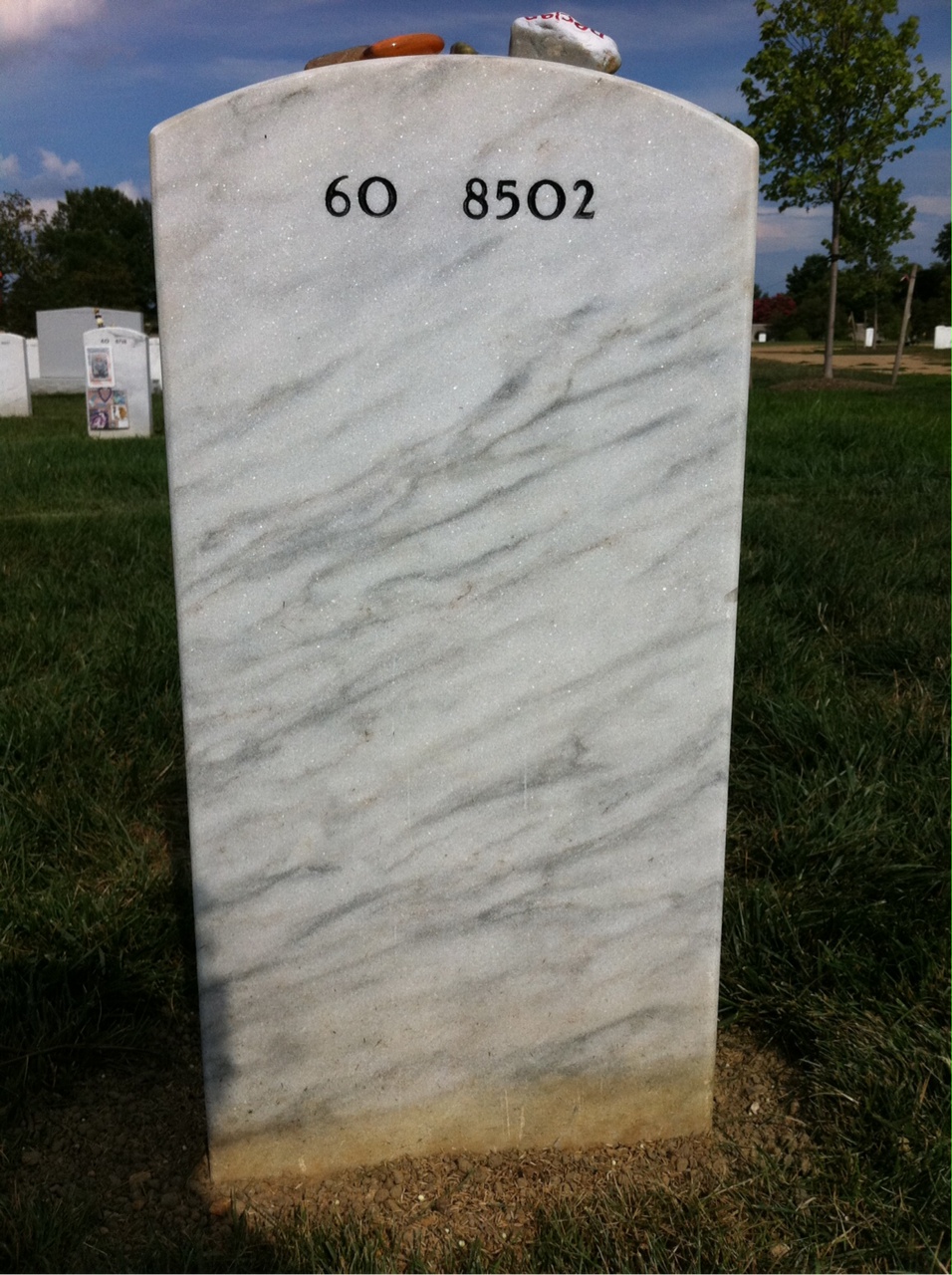 Back of headstone — Justin Rollins