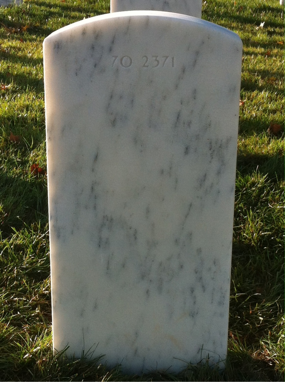Back of headstone — Billy Jack West