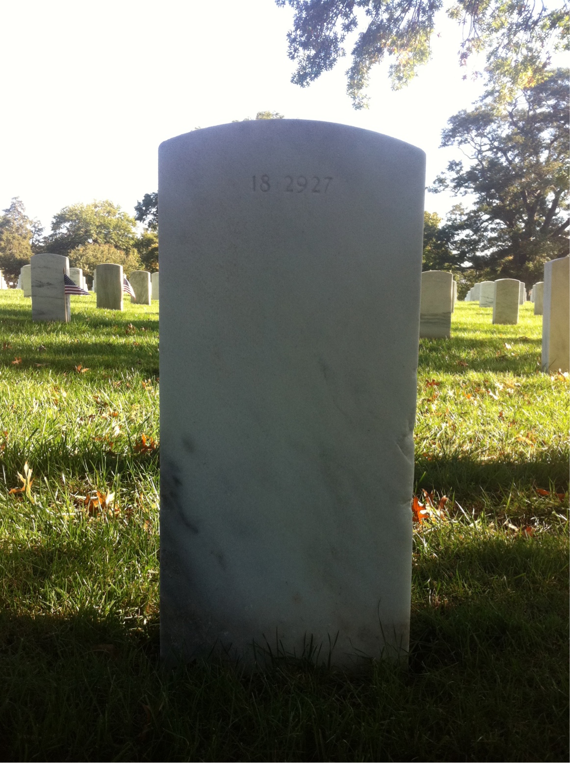 Back of headstone — Leslie Allen