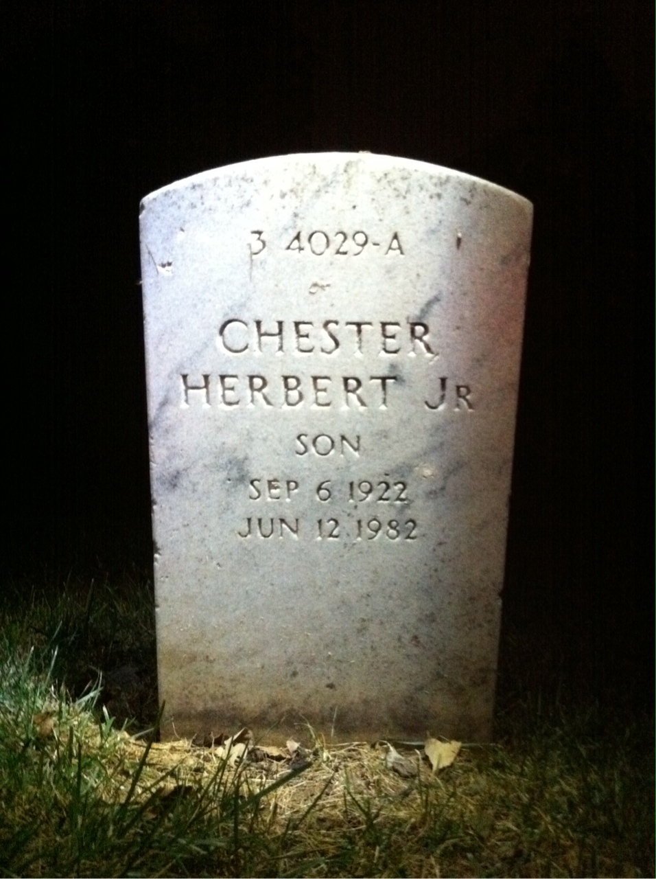 Back of headstone — Chester Allen