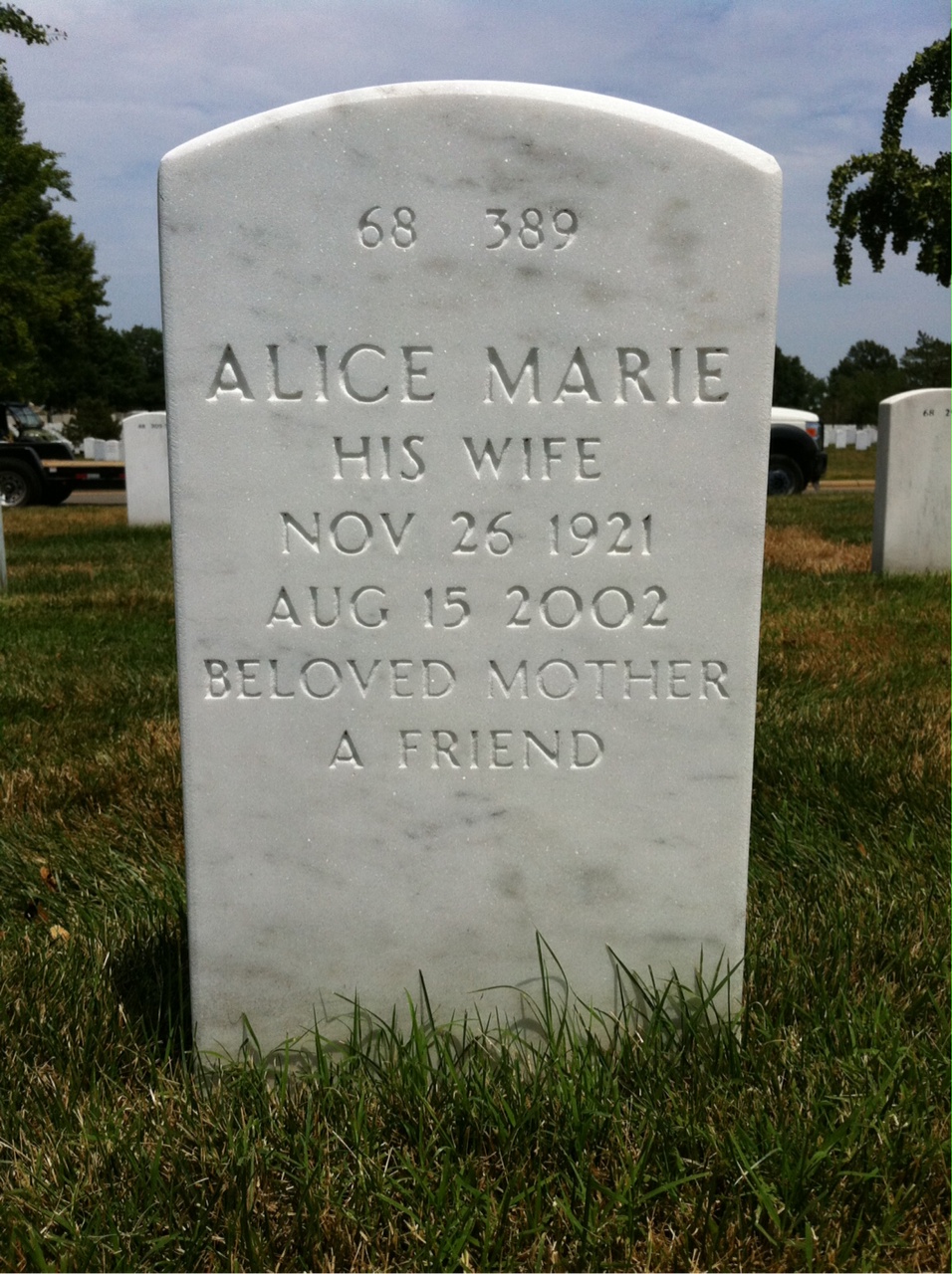 Back of headstone — William O'Donnell