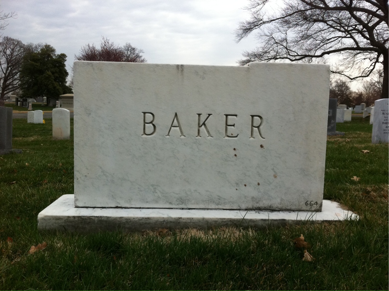Back of headstone — Beatrice Baker