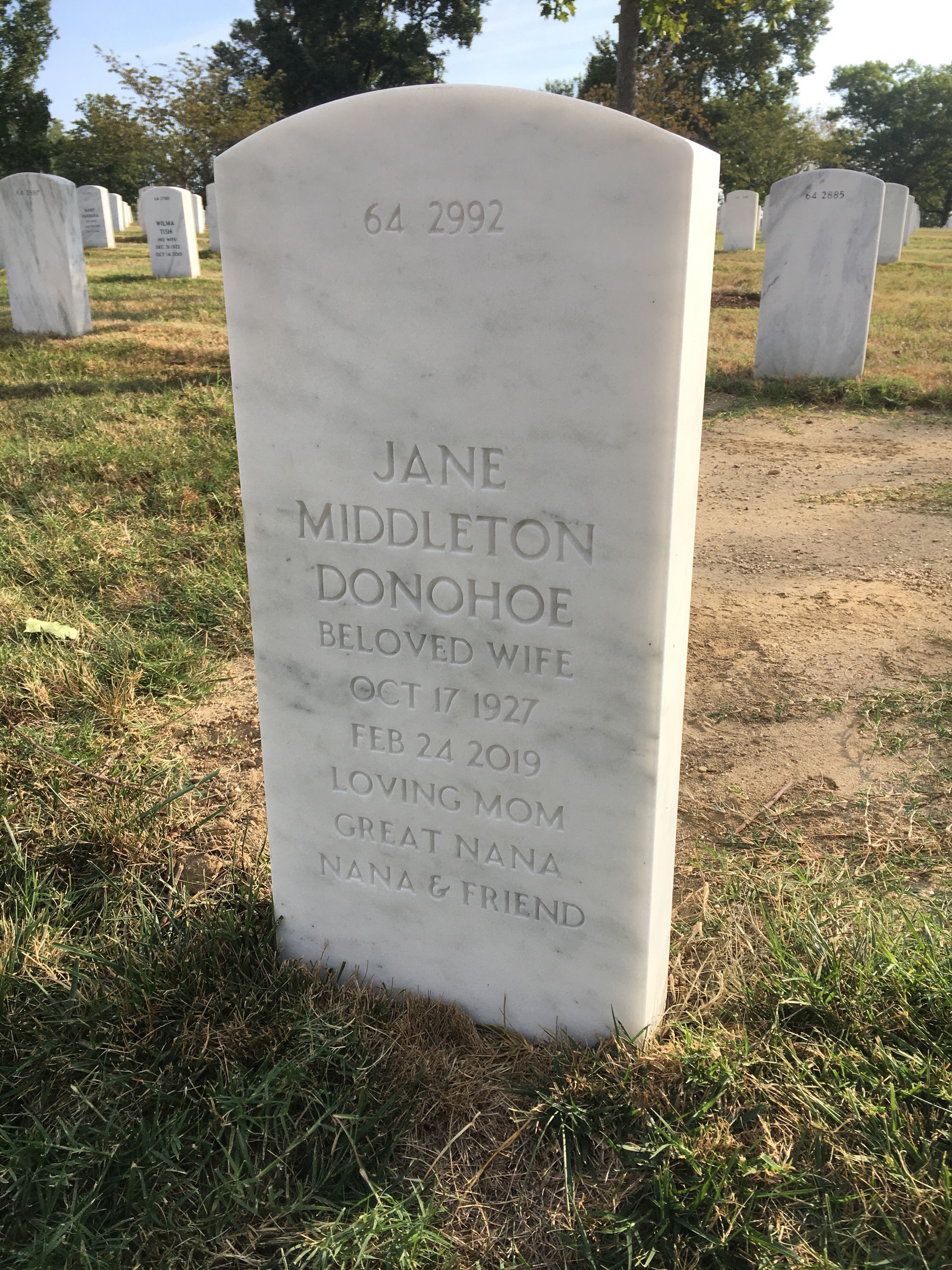 Back of headstone — Patrick Donohoe