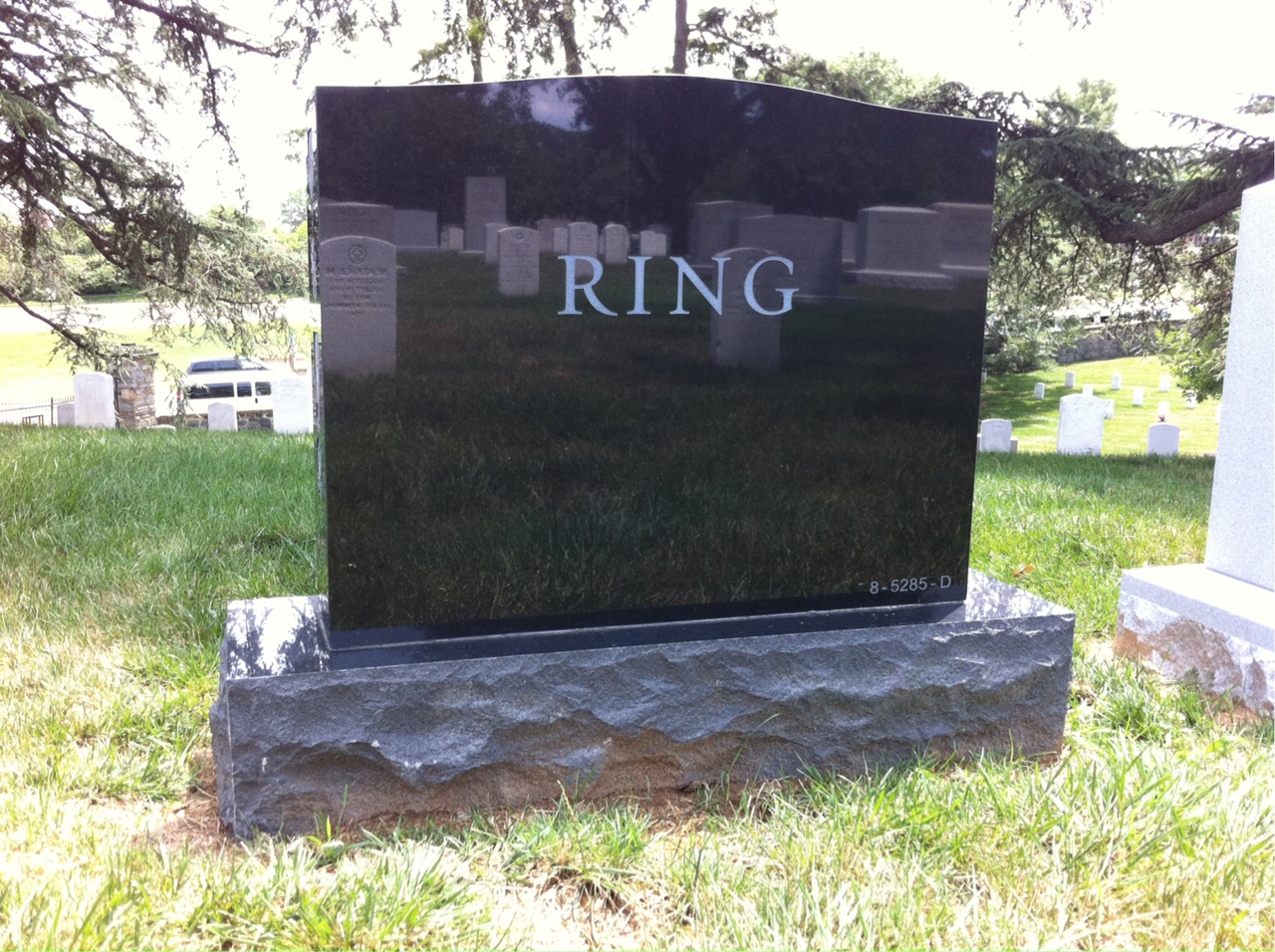 Back of headstone — George Michael Ring