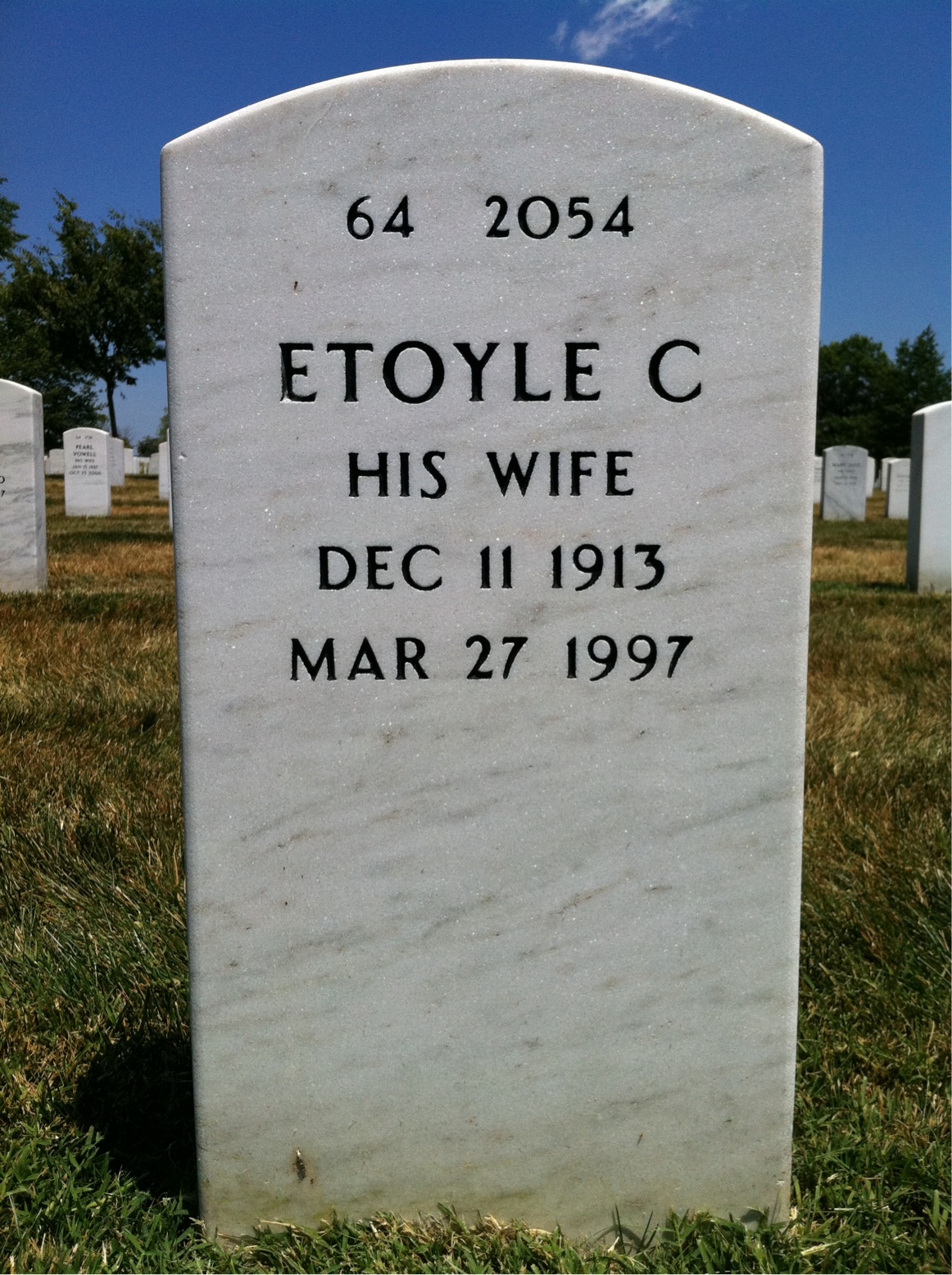 Back of headstone — Arnie Millican