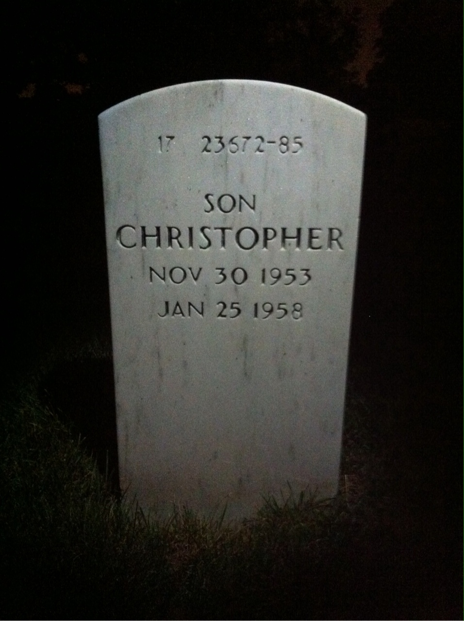 Back of headstone — Joseph Moons