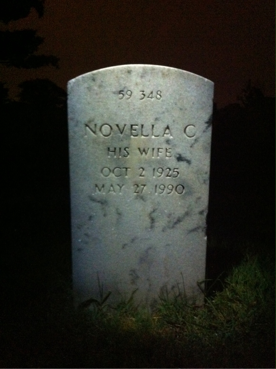 Back of headstone — Frank Adams