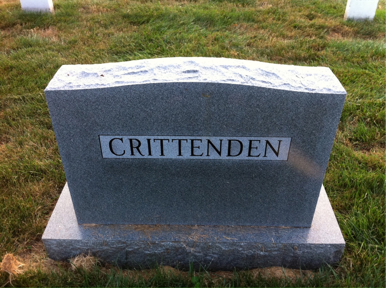 Back of headstone — John Crittenden