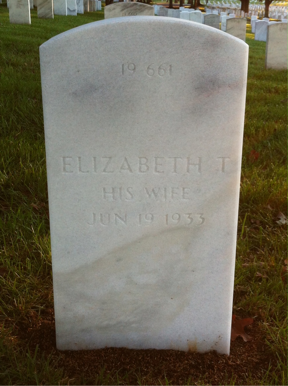 Back of headstone — James Adams