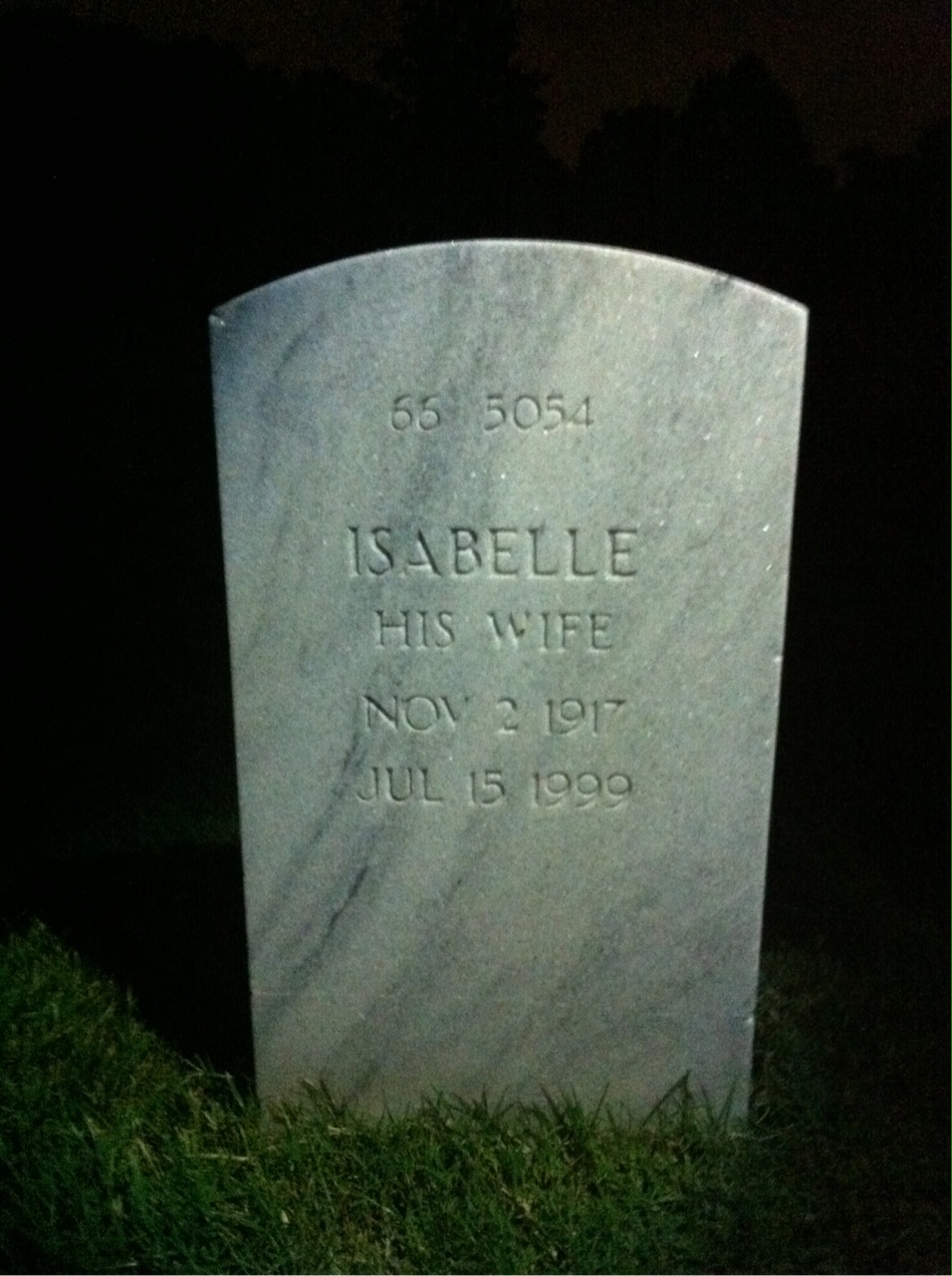 Back of headstone — Isabelle Moskey