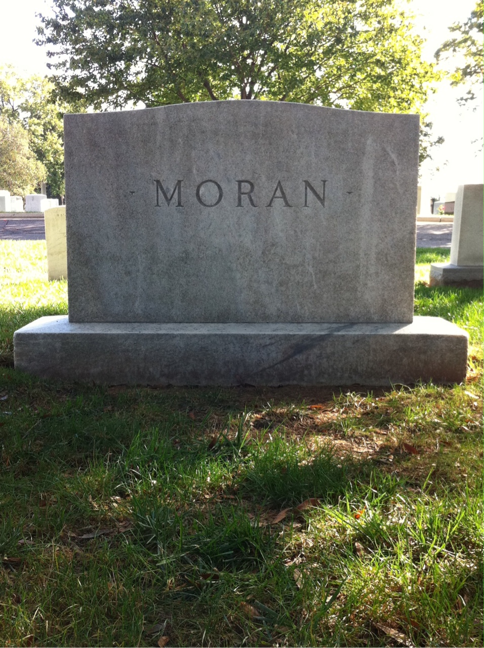 Back of headstone — John Moran