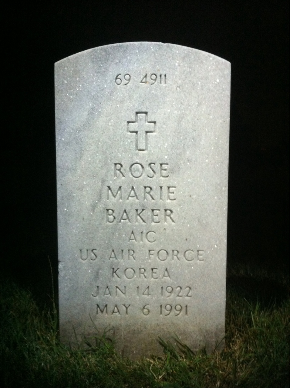 Back of headstone — Joseph Baker