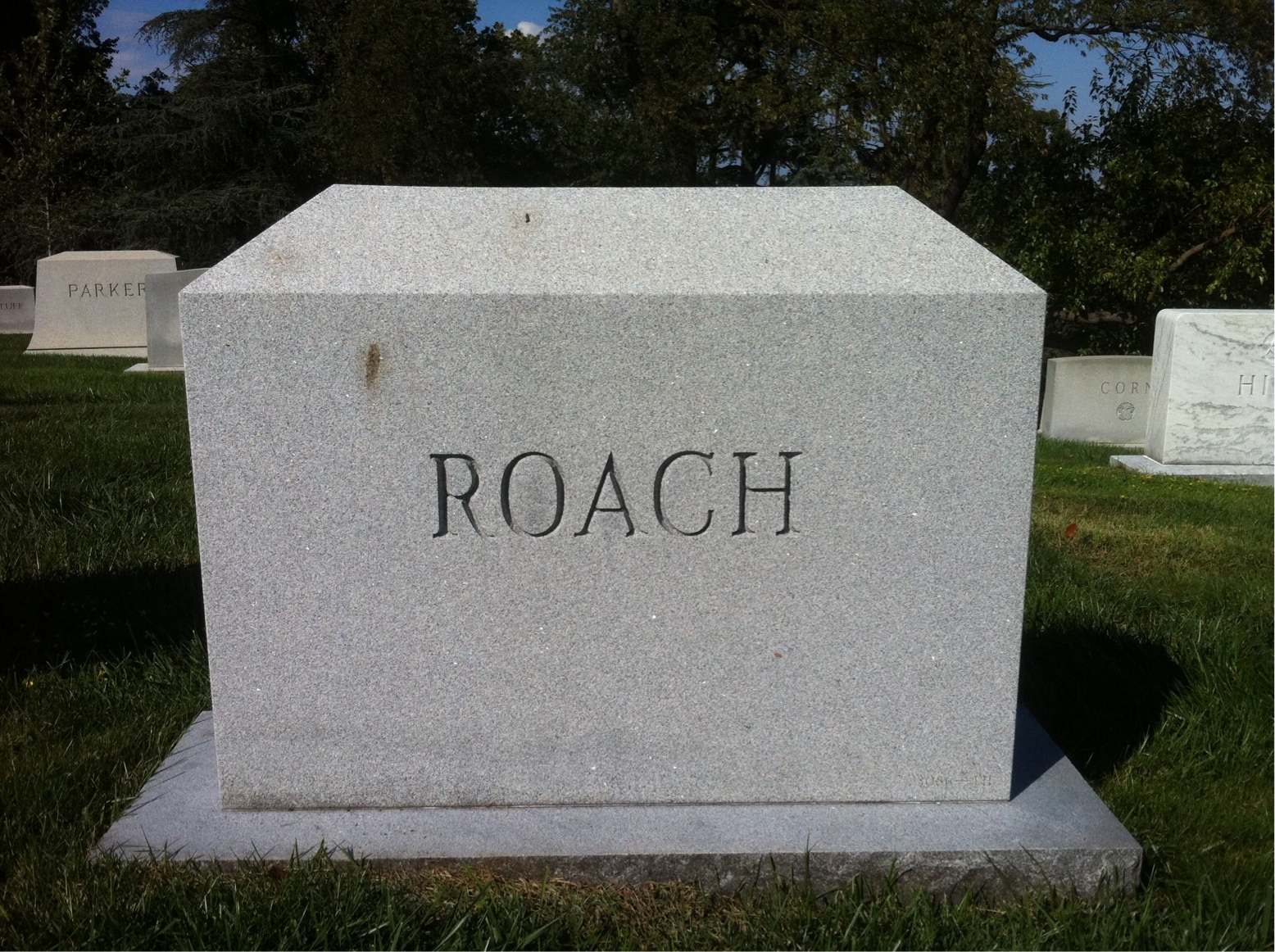 Back of headstone — Harold Roach