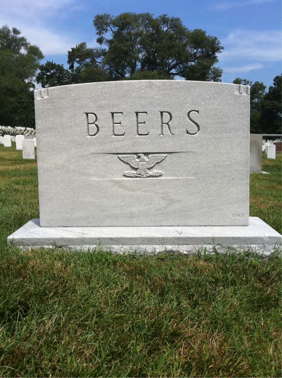 Back of headstone — Barnet Beers