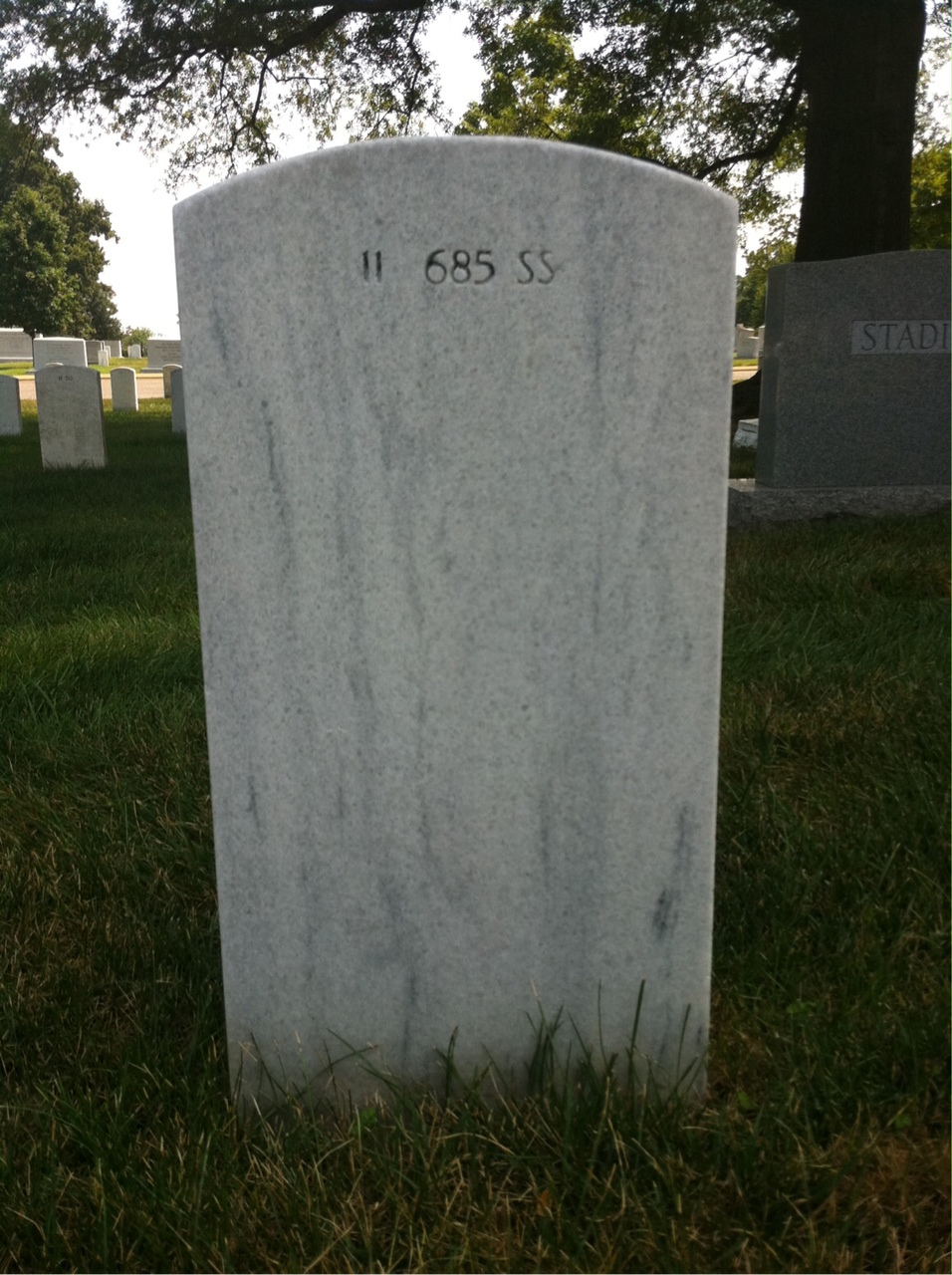 Back of headstone — Diller Myers
