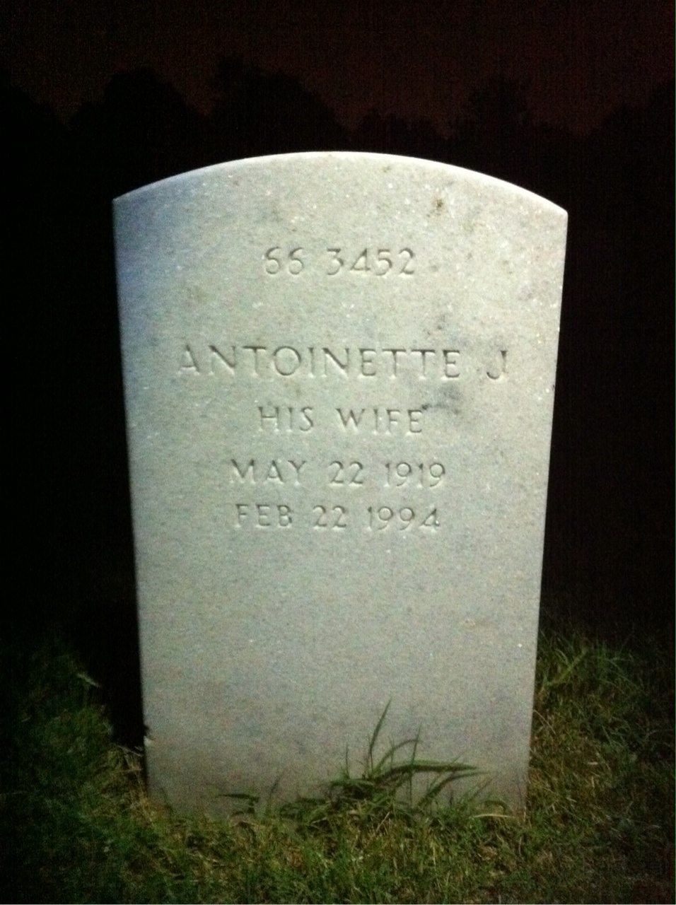 Back of headstone — Fred A Benevento