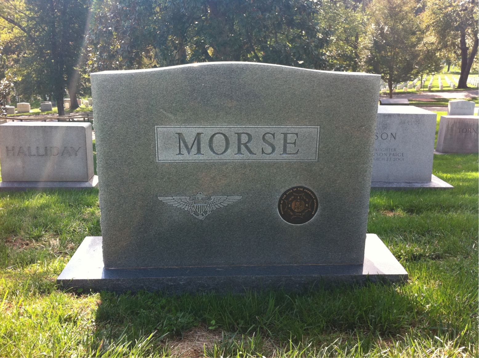 Back of headstone — John Morse