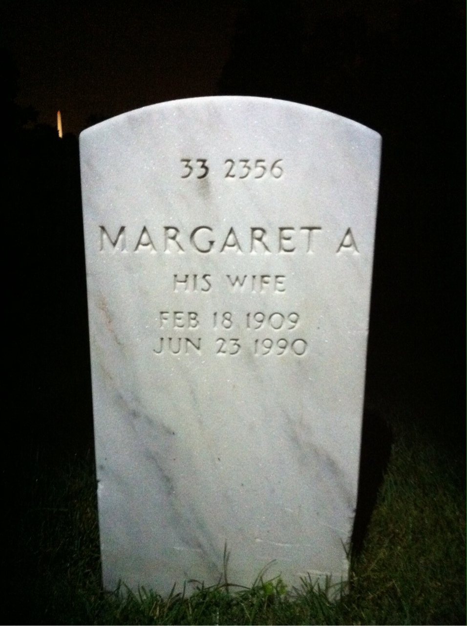 Back of headstone — Horace Corbin