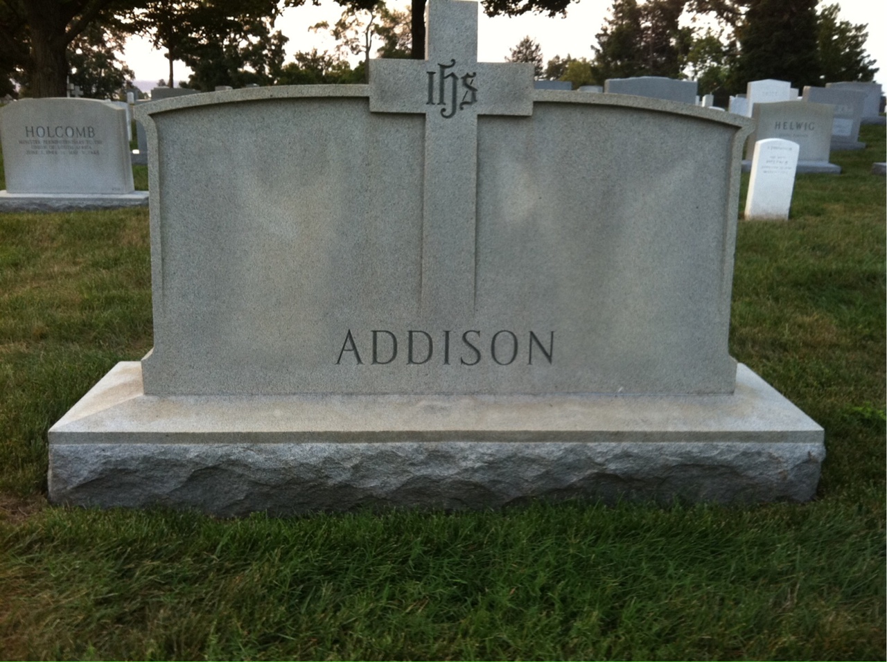Back of headstone — David Addison