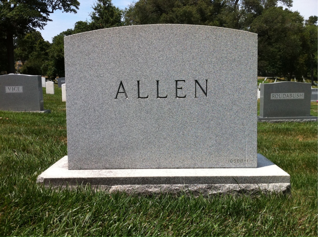 Back of headstone — Jesse Allen