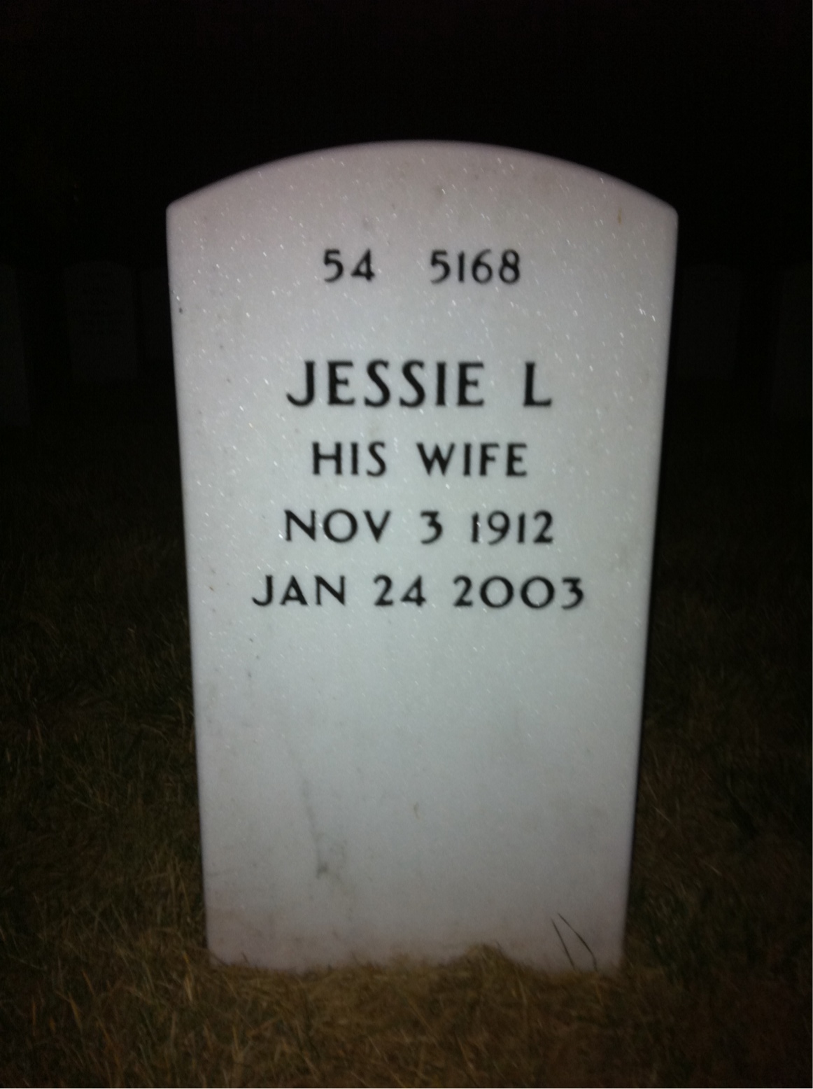 Back of headstone — Cecil Johnson