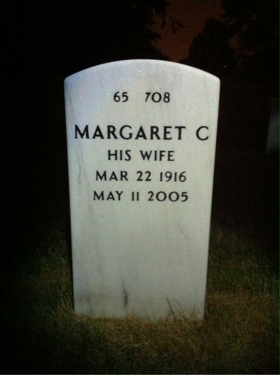 Back of headstone — George Harwick