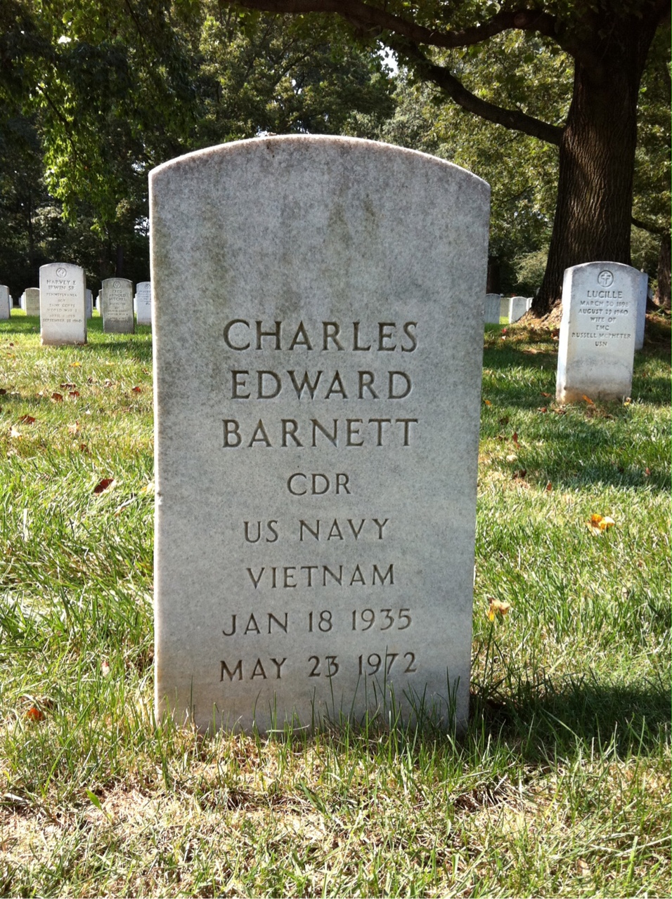 Back of headstone — Charles Edward Barnett
