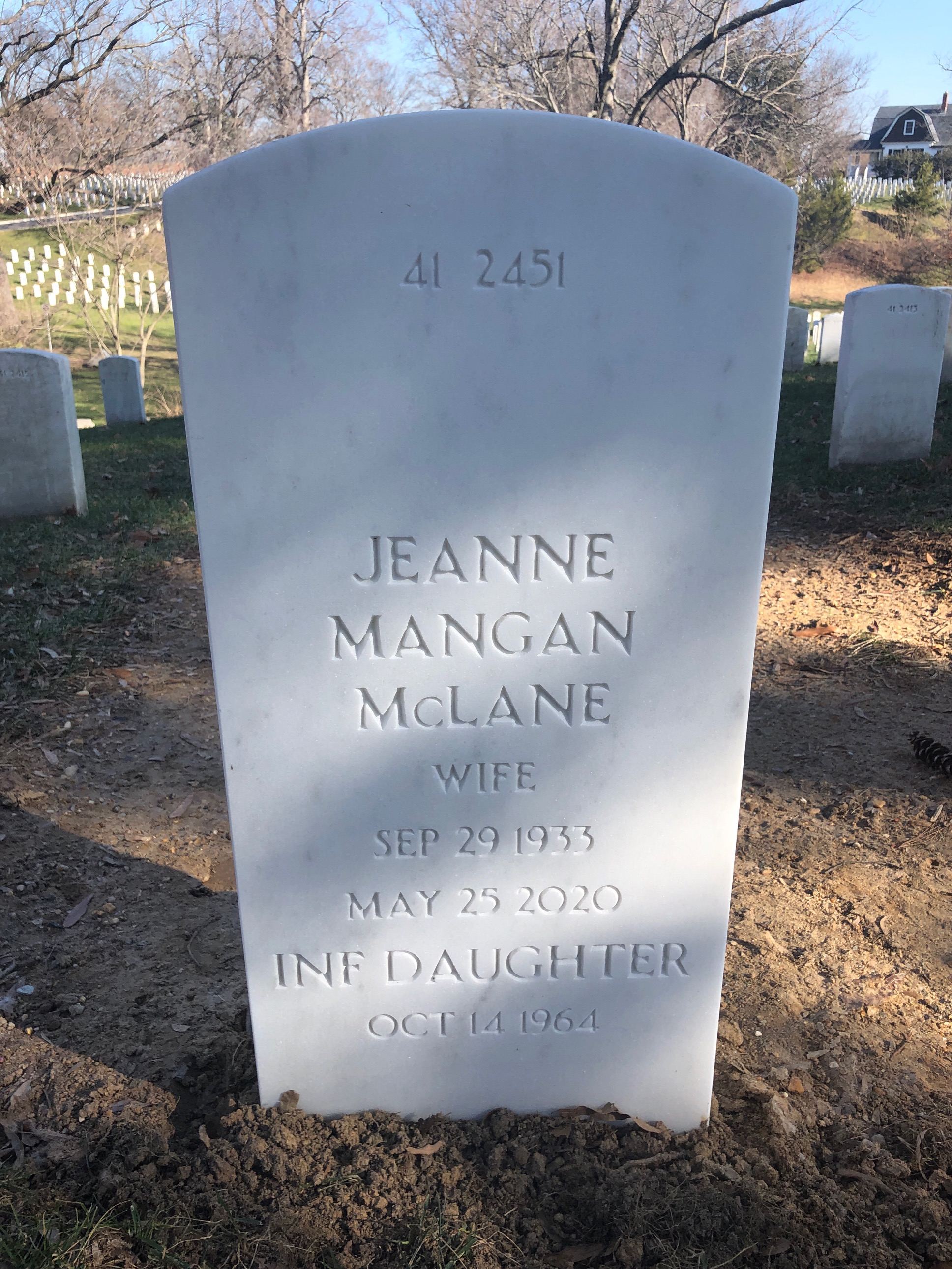 Back of headstone — John Mclane