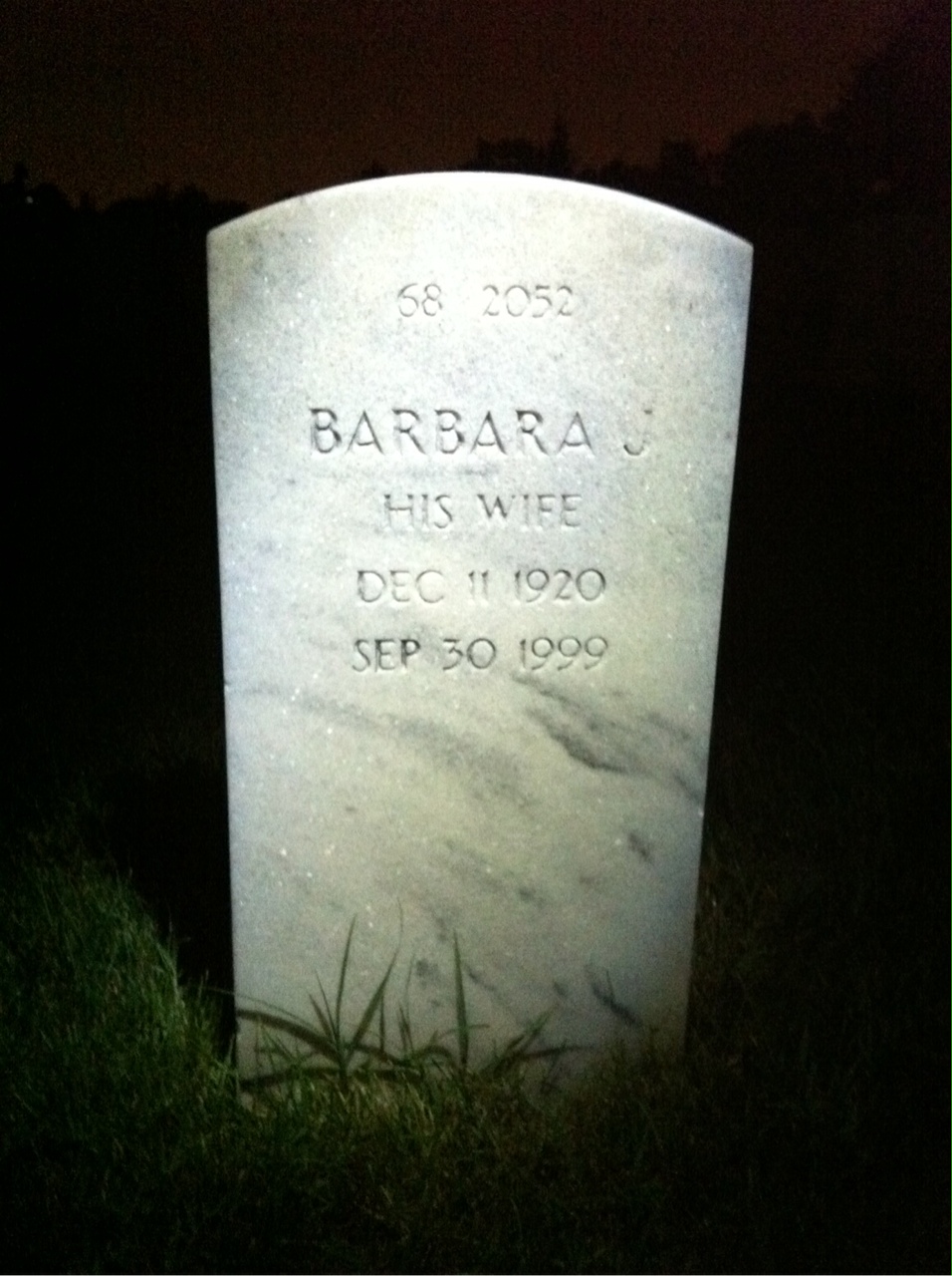 Back of headstone — Barbara Brehm