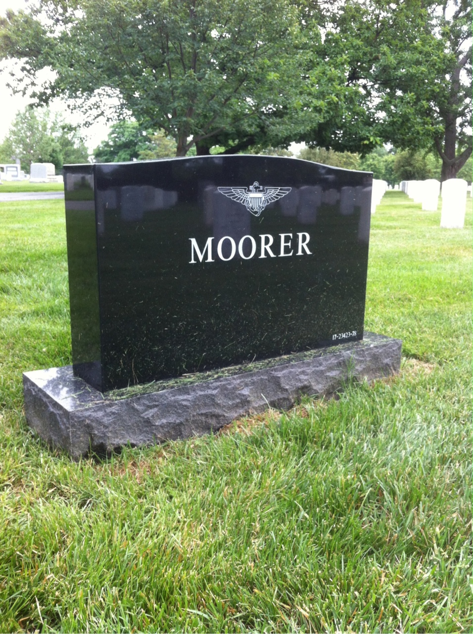 Back of headstone — Joseph Moorer