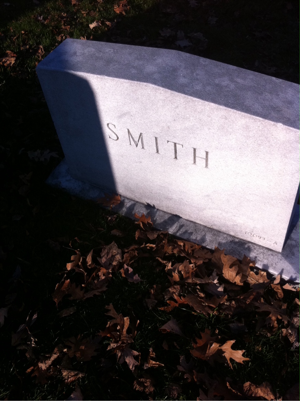 Back of headstone — George Smith