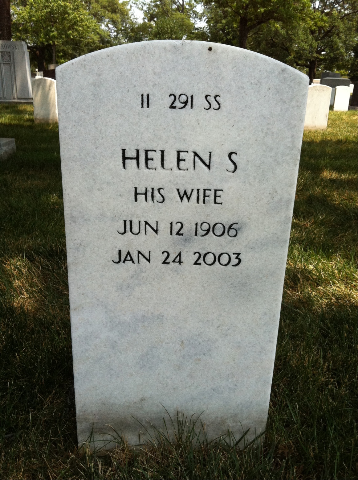 Back of headstone — Burton Palmer