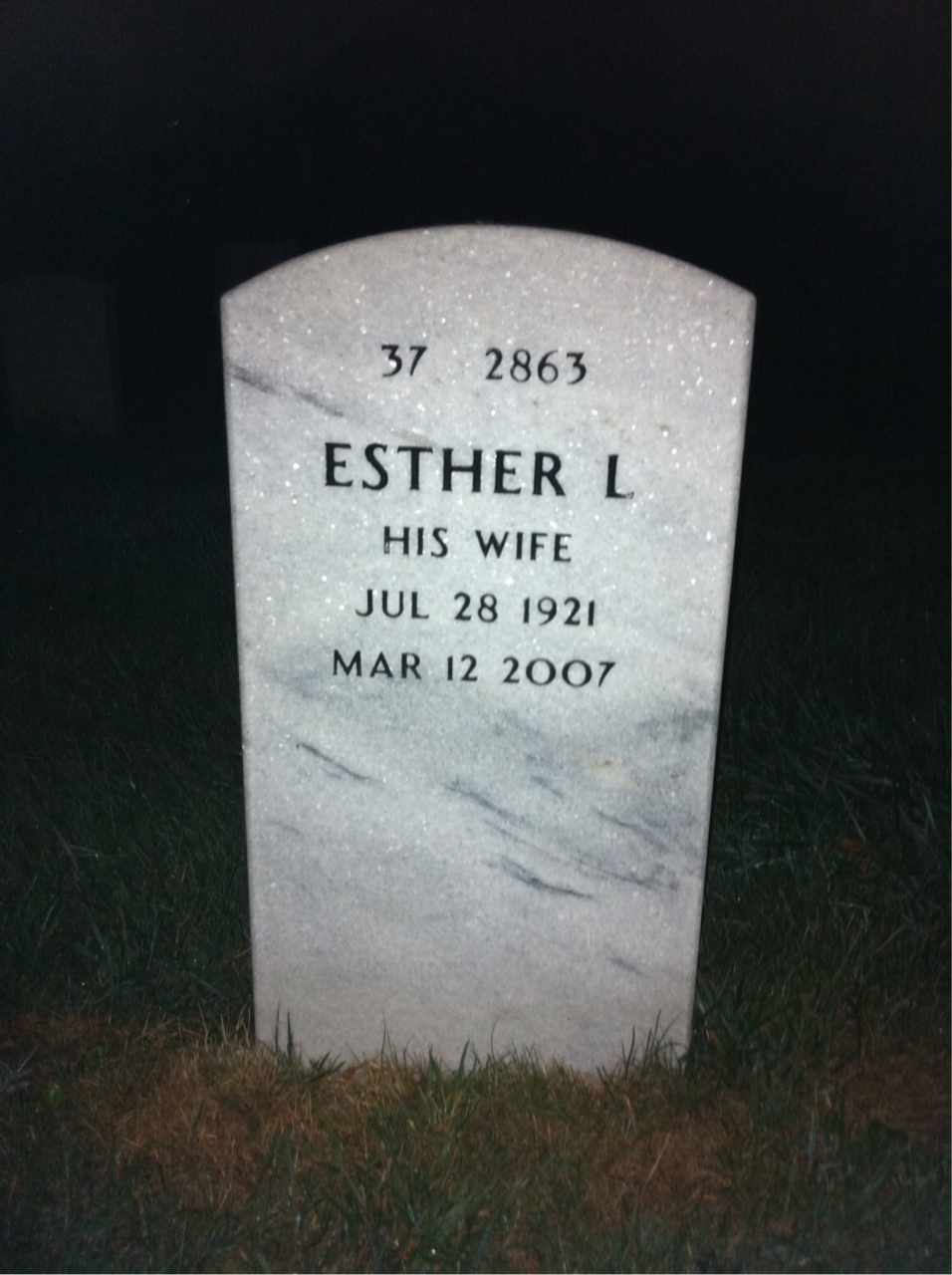 Back of headstone — Melvin Stockdale
