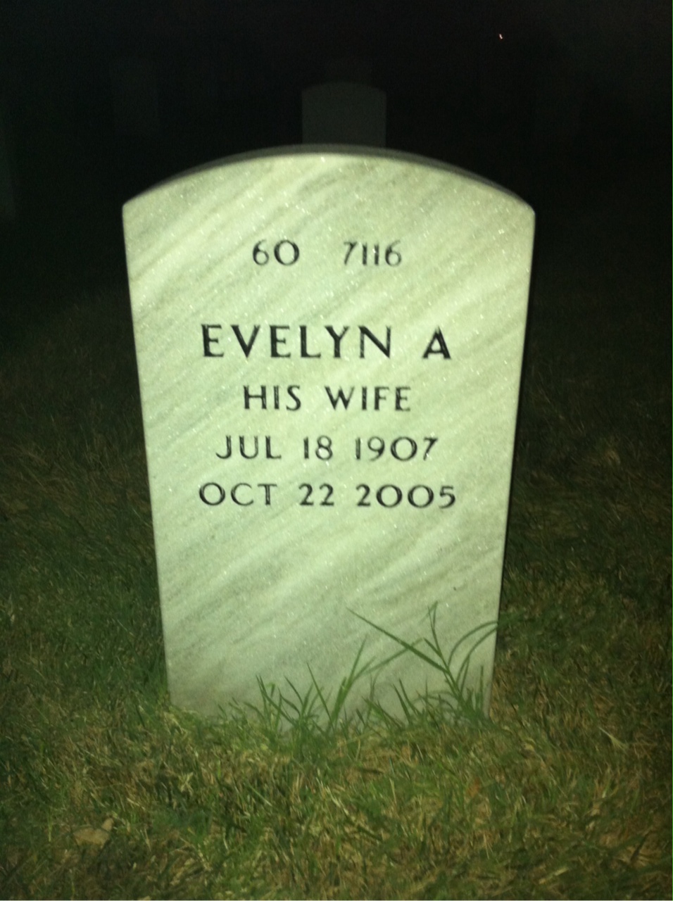 Back of headstone — Eugene Thomas
