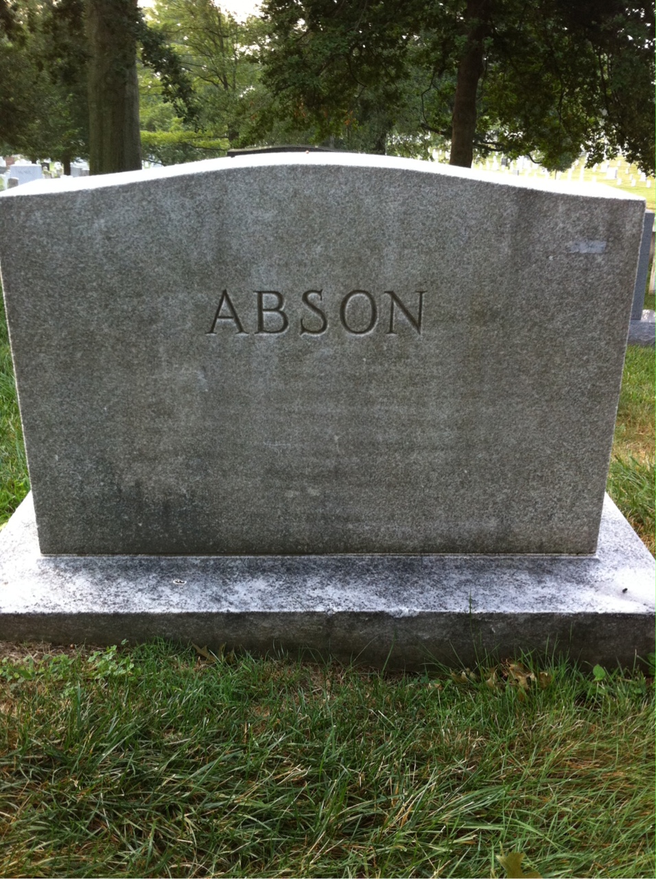 Back of headstone — Charles Abson