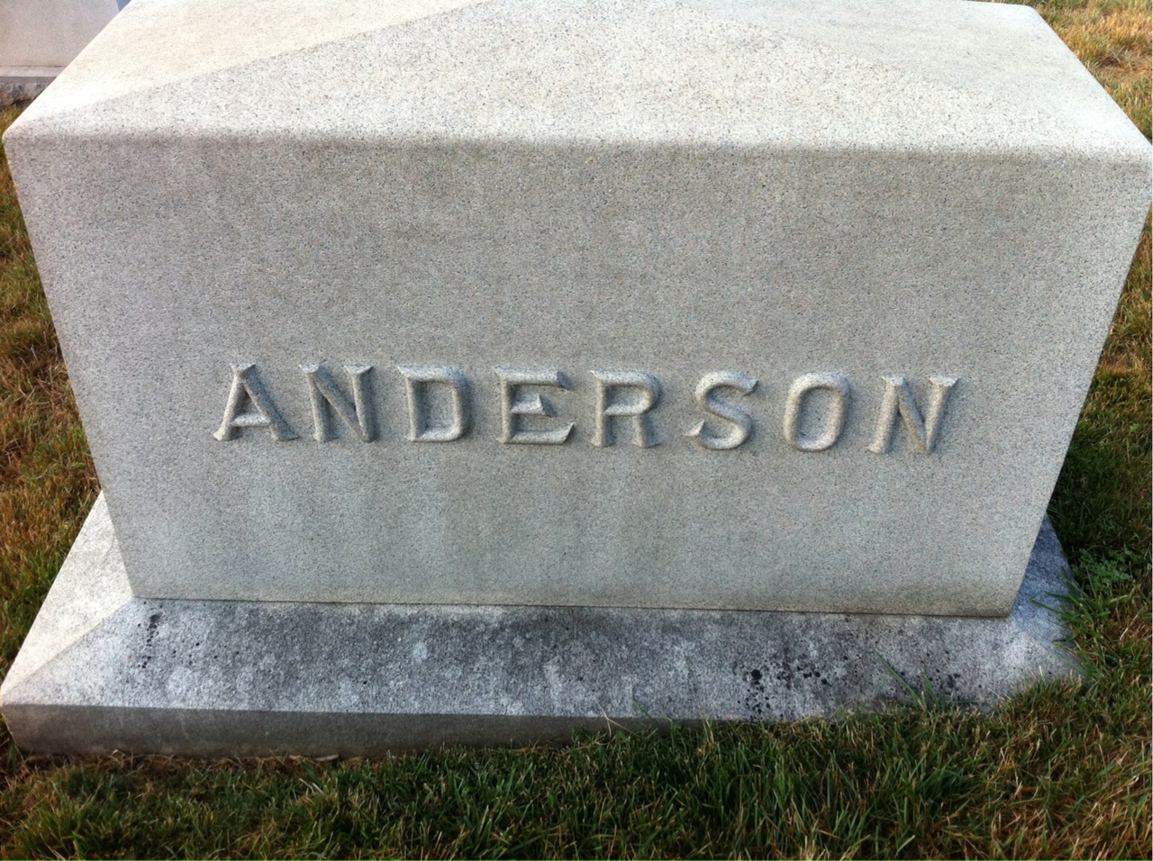 Back of headstone — Harry Anderson