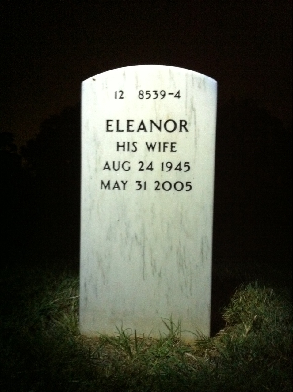 Back of headstone — David Taylor