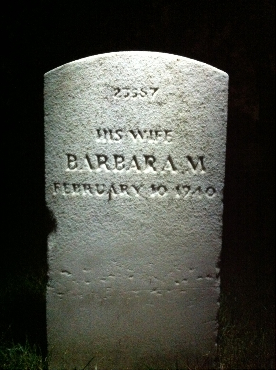 Back of headstone — Barbara Biesinger