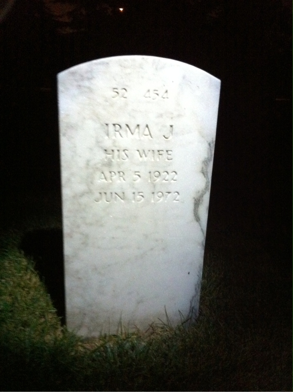 Back of headstone — William H Carrell