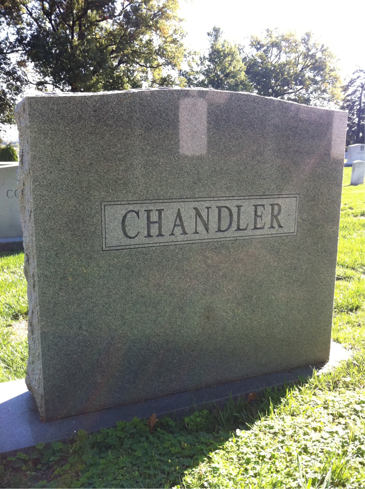 Back of headstone — William Chandler