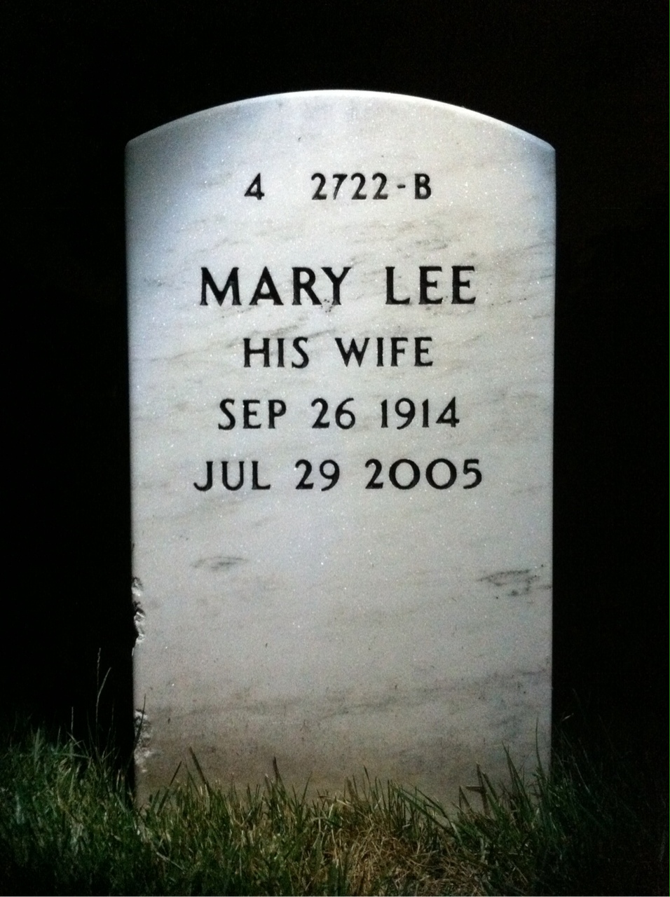 Back of headstone — Kenneth Dustin