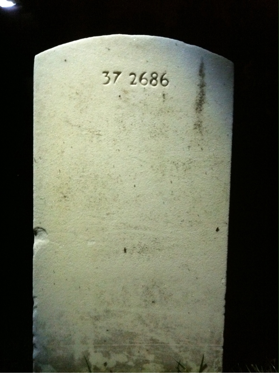Back of headstone — William Baker